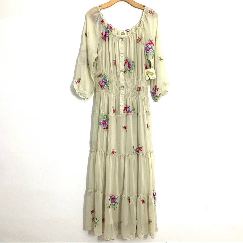 Anthropologie Long Maxi Boho Dress Spring L
